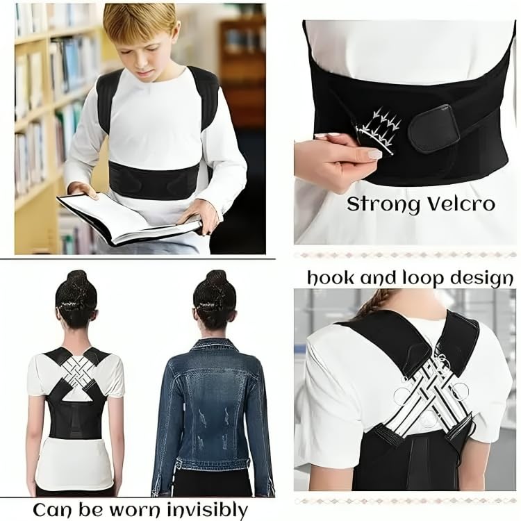 Indifit Adjustable Back Posture Corrector | Slouching Relieve Pain Belt Women and Men | Indian Posture corrector