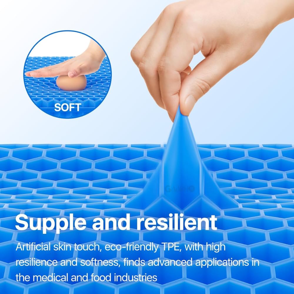 Indifit Gel Orthopedic Seat Cushion for Office Chair, Wheelchair, or Home Rubber Cushion for Back Pain