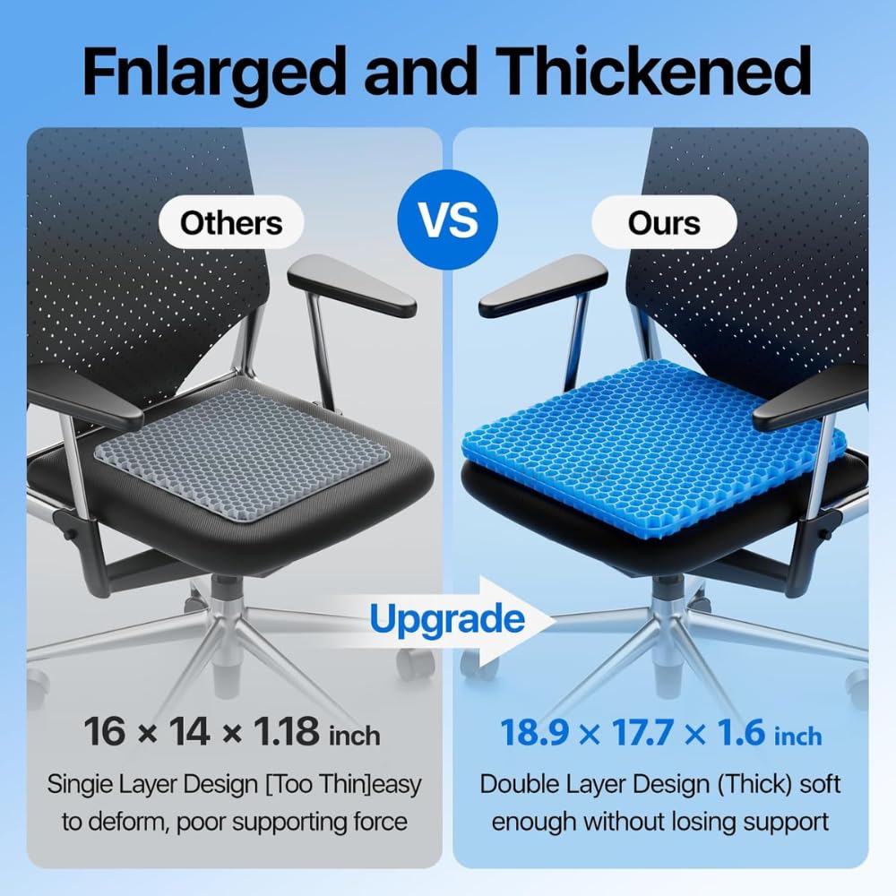 Indifit Gel Orthopedic Seat Cushion for Office Chair, Wheelchair, or Home Rubber Cushion for Back Pain