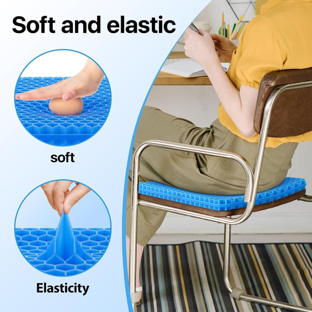 Indifit Gel Orthopedic Seat Cushion for Office Chair, Wheelchair, or Home Rubber Cushion for Back Pain