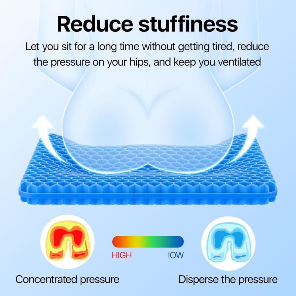 Indifit Gel Orthopedic Seat Cushion for Office Chair, Wheelchair, or Home Rubber Cushion for Back Pain