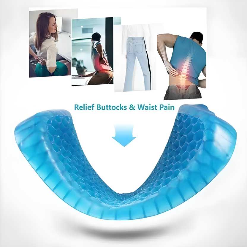 Indifit Gel Orthopedic Seat Cushion for Office Chair, Wheelchair, or Home Rubber Cushion for Back Pain
